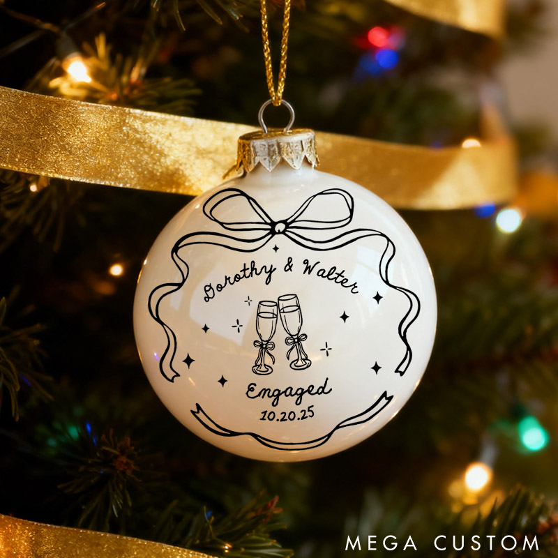 Personalized Our First Christmas as Mr and Mrs Matching Christmas Ball Ornament Set Newlyweds Couple Bow Married Ornament Christmas Gift for Him Her