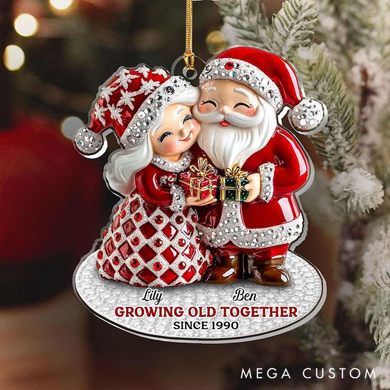 Personalized Santa And Mrs. Claus Christmas Ornament Growing Old Together Custom Acrylic Keepsake Holiday Gift for Couples and Loving 2025