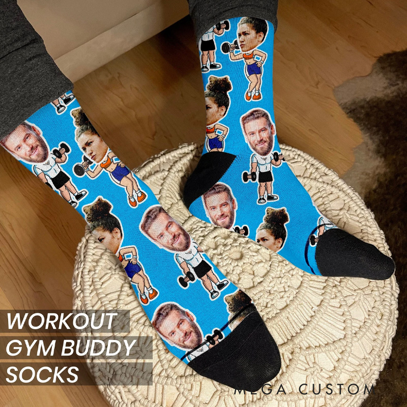 Personalized Lucky Socks Custom Face Gym Socks Workout Buddy Gift Perfect Gift for Your Loved One Who Enjoys Fitness Birthday Christmas Gift ideas for Gym Lovers