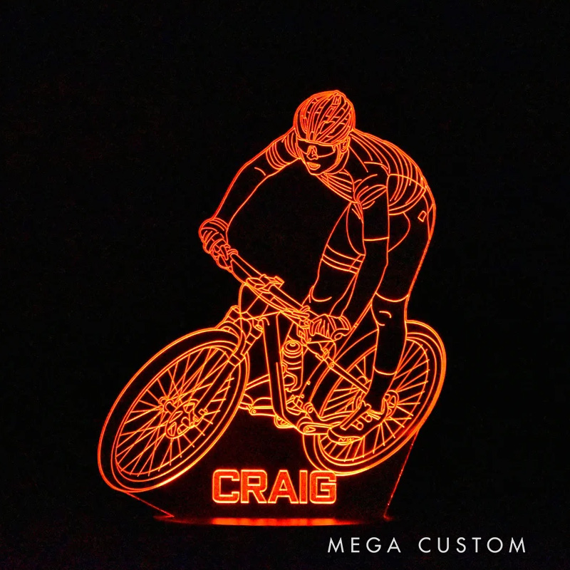 Personalized Mountain Bike LED Night Light Custom Name Bicycle Led Lamp Biker Birthday Gift Cyclist Bedroom Decor Cycling Sign Engraved Bike Lamp