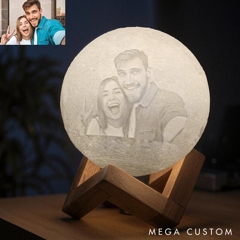 Personalized Couple Photo Moon Night Light Custom Moon Touch Lamp form Your Own Picture 3D Printed Lunar Led Table Lamp Anniversary Christmas Gift