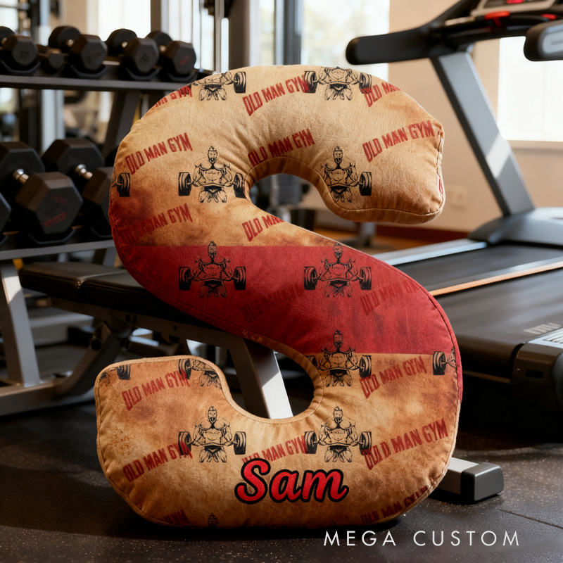 Personalized Old Man Gym Letter Pillow Graphic 3D Print Funny Letter Pillow Custom Name Pillow Comfortable Christmas Decor for Gym Lovers