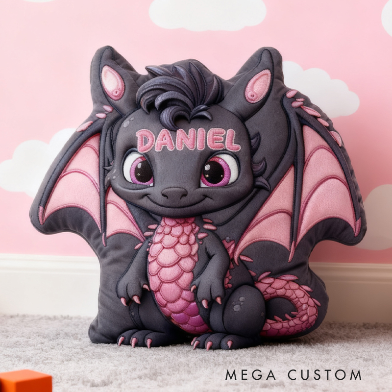 Personalized Cute Little Dinosaur with Name Graphic 3D Print Pillow Christmas Gift for Kids Birthday Gift