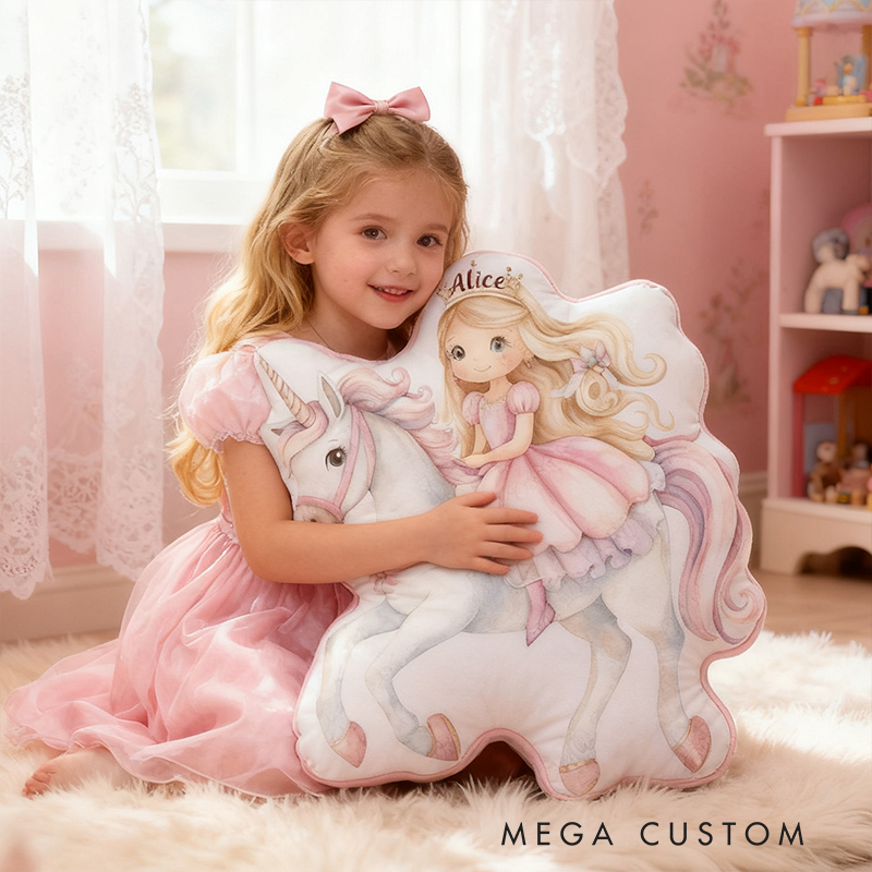 Personalized Princess Custom Name Soft Decorative Gift Magical Fantasy Style Cozy Bedroom Pink Dream Lovely Sparkle Fairy Tale Graphic 3D Print Pillow