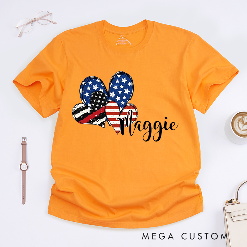 Personalized Patriotic Shamrock Firefighter Design Gift for Female Firefighter Fireman Wife Girlfriend T-Shirt