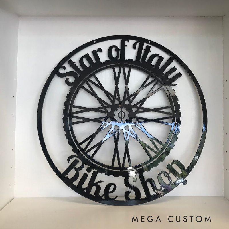 Personalized Bicycle Wheel Metal Wall Art Gift for Cyclist Bike Room Sign Outdoor Decor for Cycling Riding Lovers