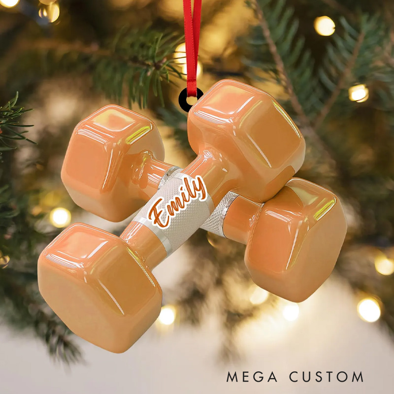 Personalized Custom Name Pink Dumbbell Ornament Fitness Keepsake Fitness Lovers Gifts for Gym Lovers