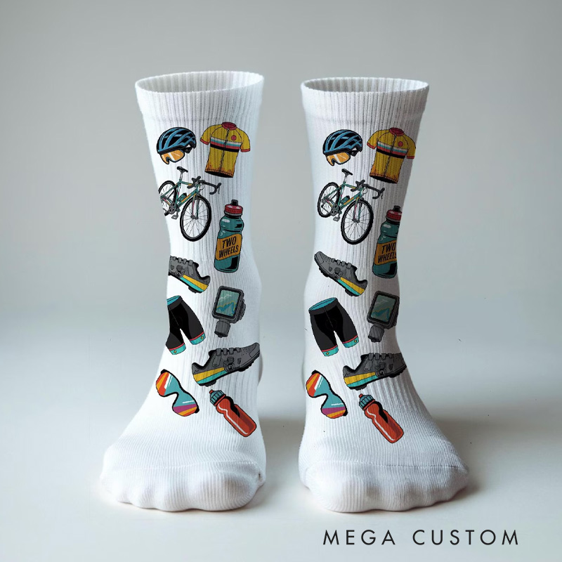 Personalized Cycling Socks Name Lucky Cycling Socks Funny Sports Socks for Him Bikers Cyclist Riding Lovers
