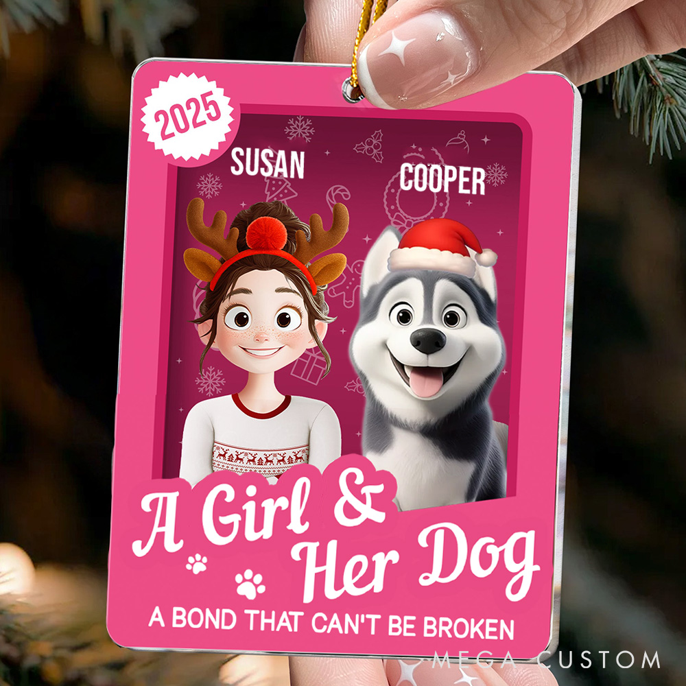 Personalized Dog Lover a Girl Her Dogs has Unbreakable Bond Toy Box Ornament