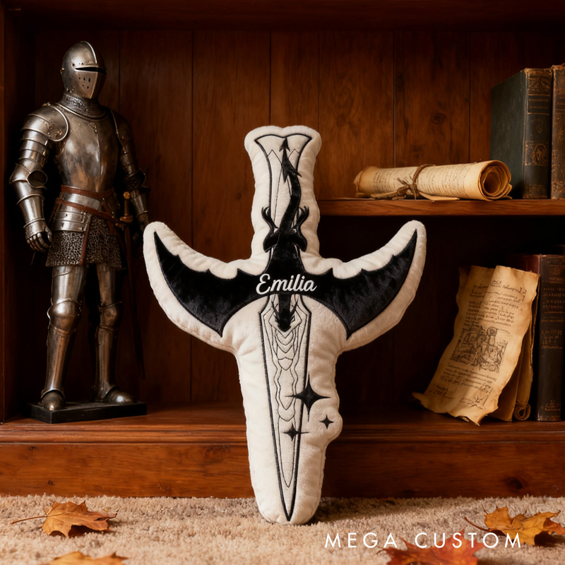 Personalized Violets Dagger Throw Pillow Dragon Sward Pillow Fantasy Book Lover Pillow with Name for Reader Bookworm Gift for Reading Lover Pillow