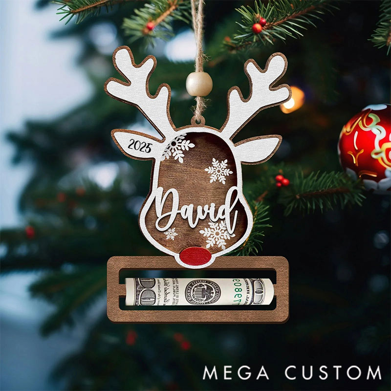 Personalized Reindeer Money Holder Christmas Ornament, Tree Christmas Gifts