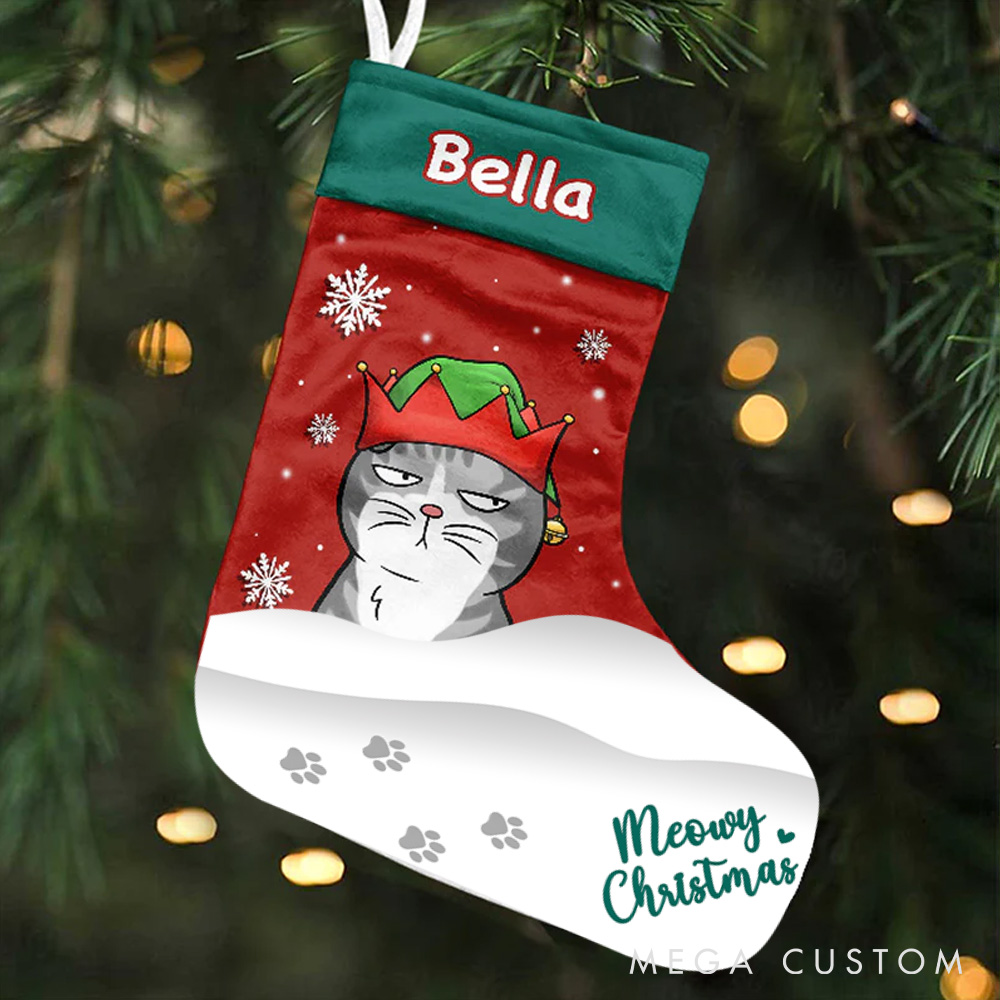 Personalized Pet Lover Meowy Christmas Christmas Stockings