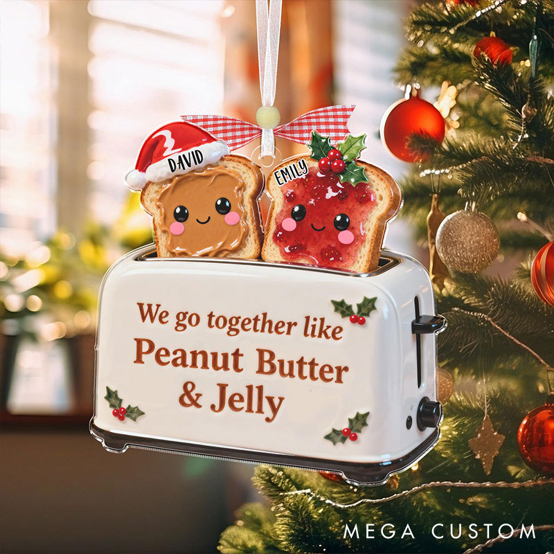 Personalized Peanut Butter Jelly Ornament Custom Names Chrismas Decoration Gift for Husband Wife Gift for Couple For Boyfriend Girlfriend