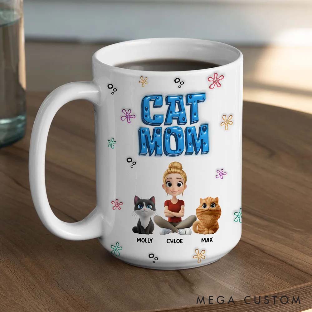 Personalized Cat Lover Sponge Cat Mom Mugs