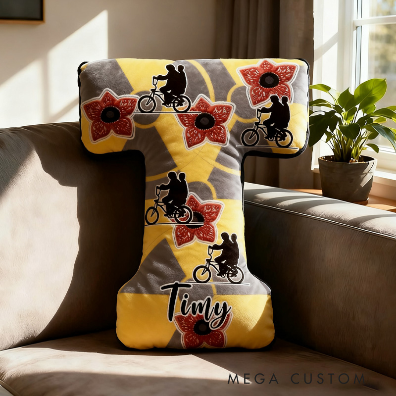 Personalized Cycling Things Letter Pillow Graphic 3D Print Bow Letter Pillow Name Pillow Comfortable Travel Cushion for Riders Riding Lovers