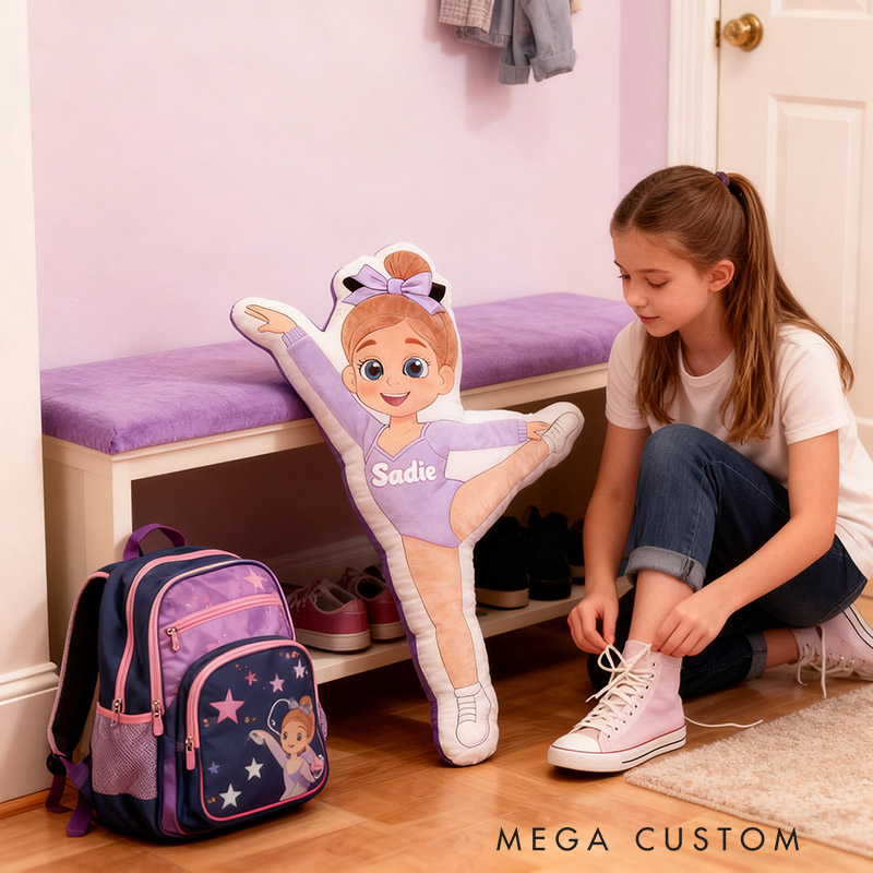 Personalized Gymnastics Pillow with Your Name Soft Stuffed Toy for Kids Unique Decorative Cushion for Girls' Room