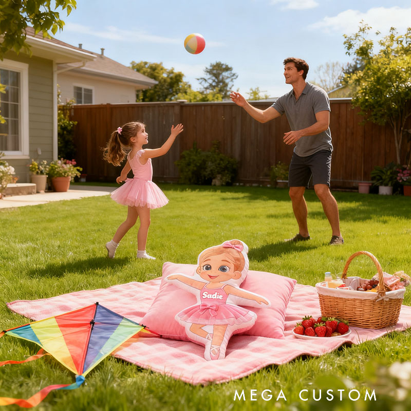 Personalized Ballet Dancers Pillow with Your Name Soft Stuffed Toy for Kids Unique Decorative Cushion for Girls' Room and Dance Studio