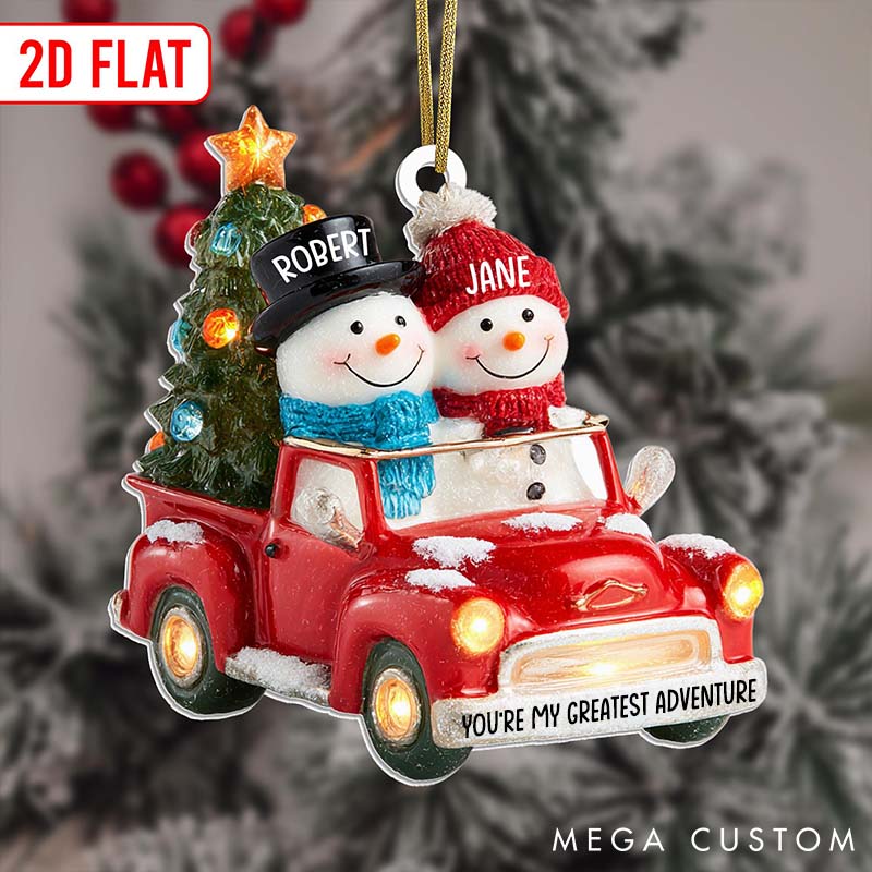 Personalized Couple Snowman 2D Flat Printed Acrylic Christmas Ornament Custom Wedding Married Engagement Xmas Ornament Our First Christmas Gift
