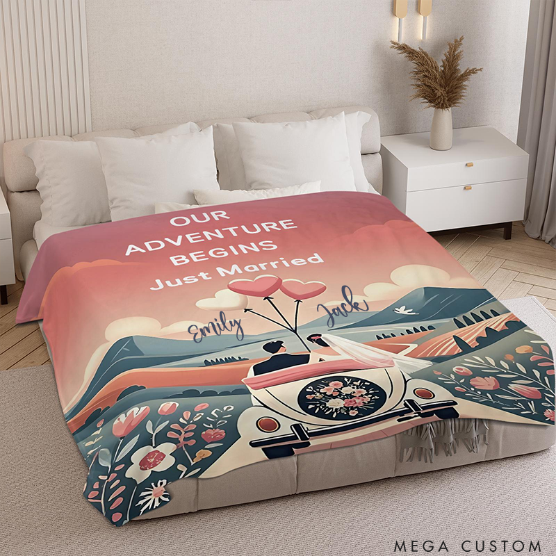 Personalized Couple Wedding Blanket Couple Throw Blanket with Names Personalized Romantic Gift for Newlyweds Bridal Shower Anniversary Just Married