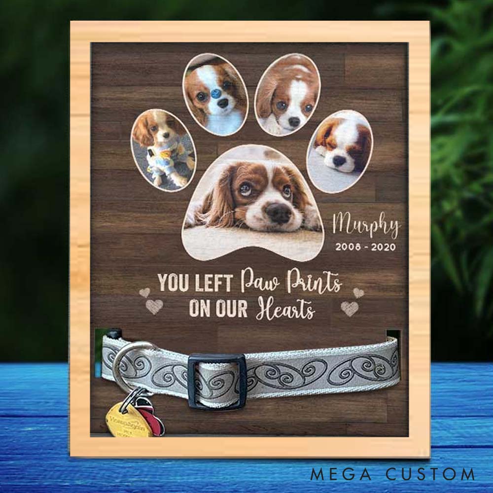 Personalized Pet Lover You Left Paw Prints on Our Hearts Pet Collar Holder