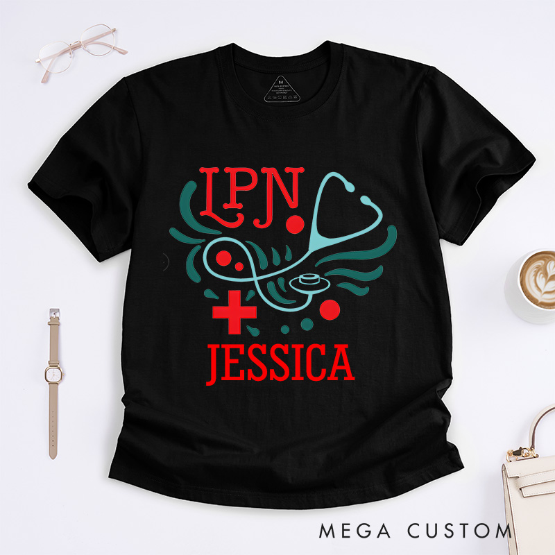 Personalized Nurse T-Shirts Artistic LPN Fashion Design T-Shirts