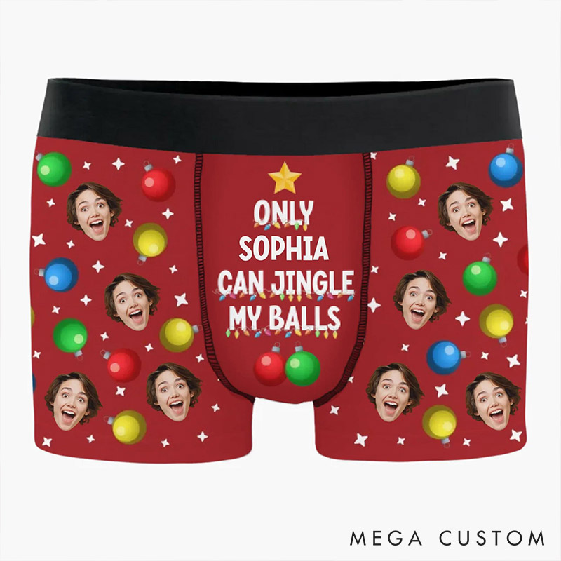 Personalized Girlfriend Wife Face Boxer Briefs Men Christmas Underwear with Women Face Photo Xmas Gift for Boyfriend Husband Groom Gift from Bride