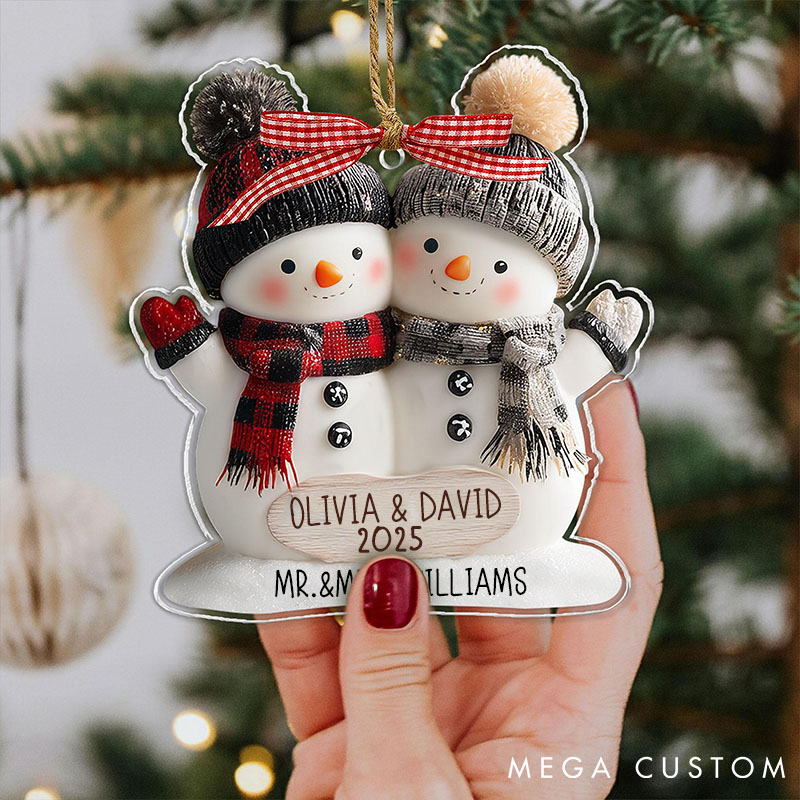 Personalized Acrylic Snowman Couple Ornament 2025 Mr and Mrs Christmas Ornament Gift Couple Holiday Decor