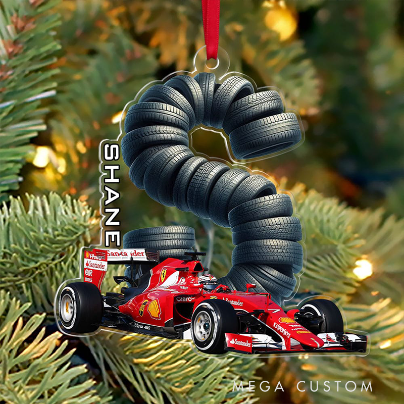 Personalized Racing Car Ornament Custom Initial or Name Sports Car Christmas Decoration Gift for Racing Fans