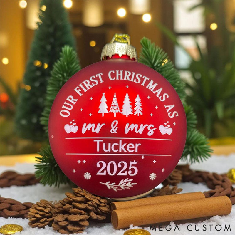 Personalized Our First Christmas as Mr. and Mrs. Ornament Couple Christmas Decor Bulb Newlyweds First Christmas Ball