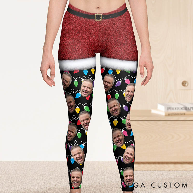 Personalized Funny Boyfriend Husband Face Leggings Woman All I Want For Christmas Leggings with Man Face Photo Xmas Gift for Girlfriend Wife