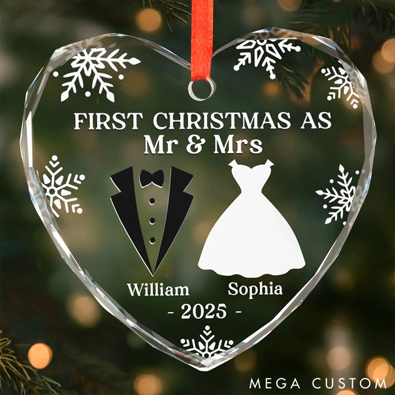 Personalized Couple First Christmas As Mr and Mrs Ornament Christmas Wedding Gifts for Husband and Wife newlyweds Holiday Gift