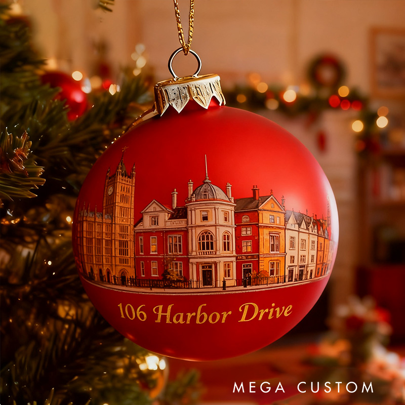 Personalized Christmas Ball Ornament Custom Address Holiday Decoration Classic Christmas Tree Bauble Keepsake for Home Decor Christmas Gifts