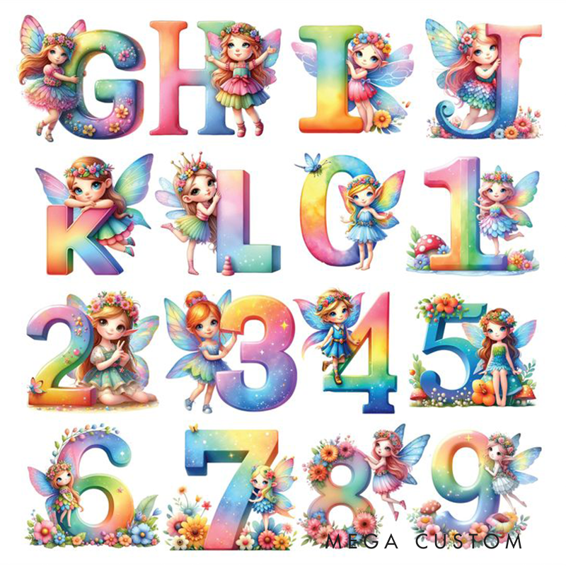 Personalized Letter Christmas Gift Pillow with Gradient Sparkling Fairy Colorful Wings and  Magical Style Graphic 3D Print Pillow