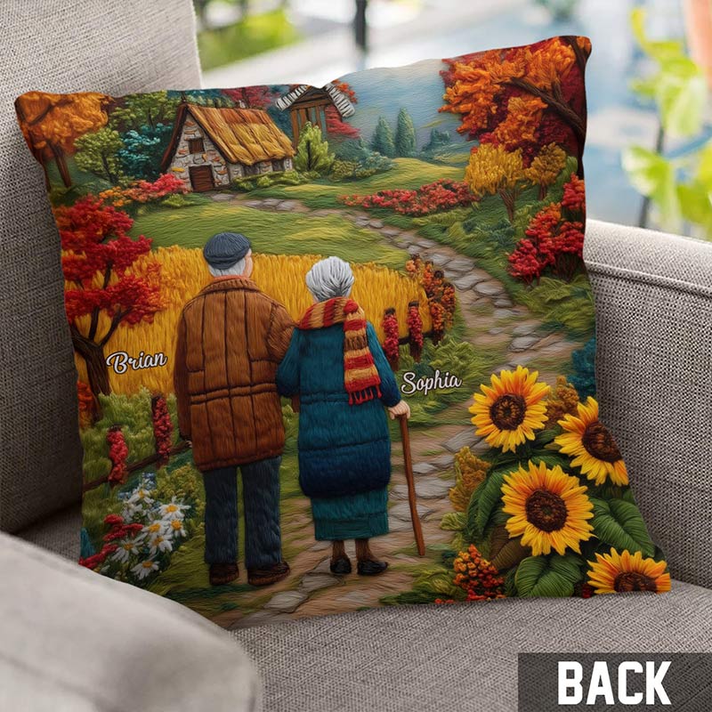 Personalized Countryside View Couple Pillow Custom Names Couple Home Pillow Romantic Anniversaries Gift for Husband Wife for Home