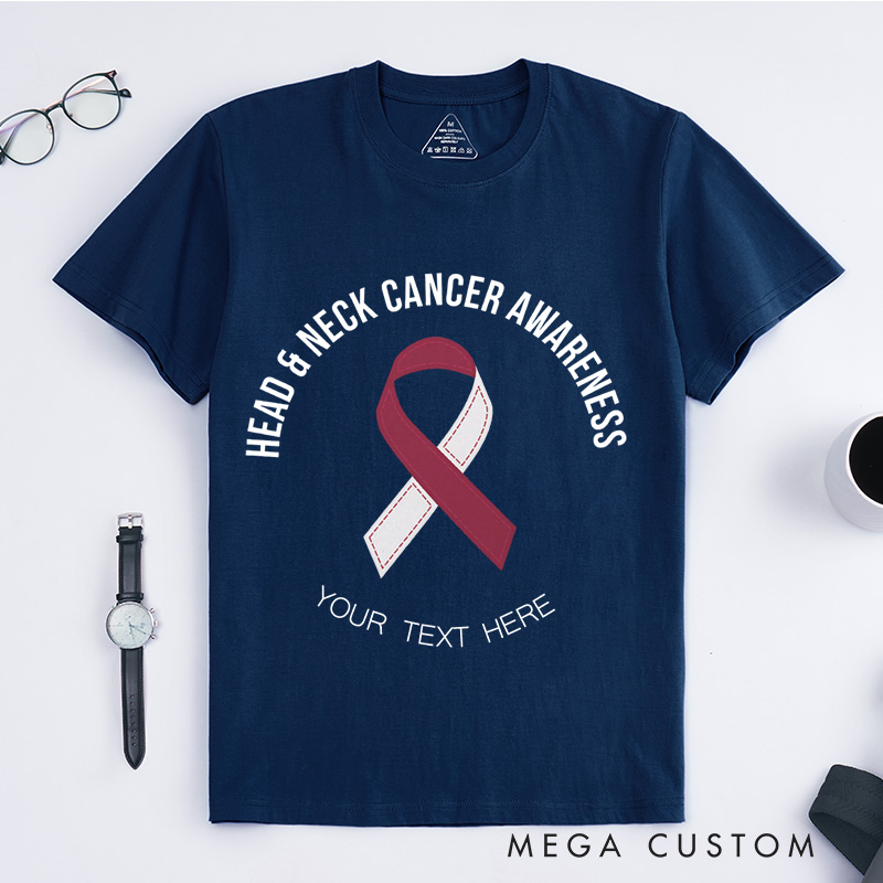 Personalized Head and Neck Cancer Ribbon T-Shirt Cancer Survivor Gift Support Gift