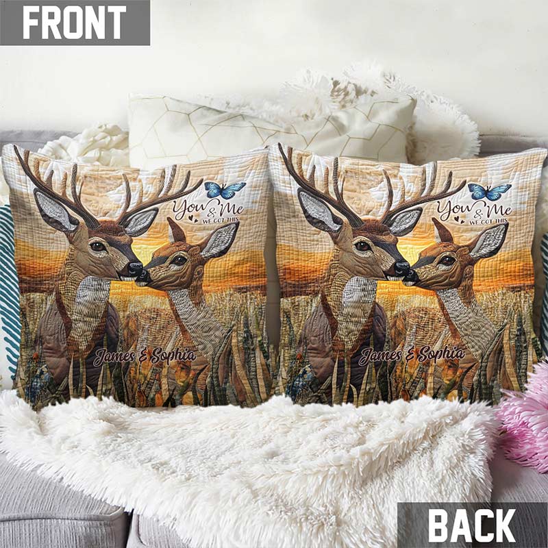 Personalized Deer Couple Design Pillow Custom Names Couple Home Pillow Romantic Anniversaries Gift for Husband Wife for Home