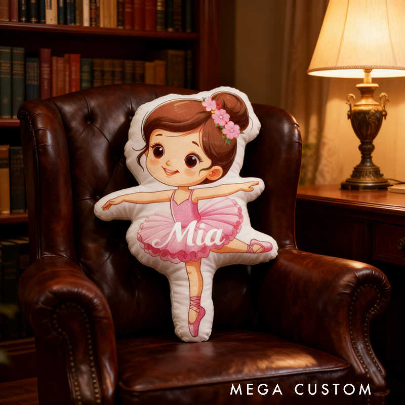 Personalized Ballet Girl Pillow with Your Name Soft Stuffed Toy for Kids Unique Decorative Cushion for Girls' Room and Dance Studio