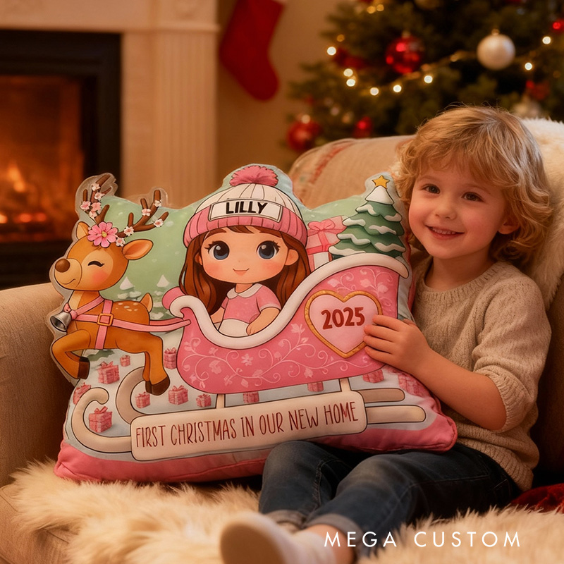 Personalized First Christmas Pillow Custom Name Holiday Decoration for Girls Keepsake for New Home Festive Decor and Gifts Christmas Gifts