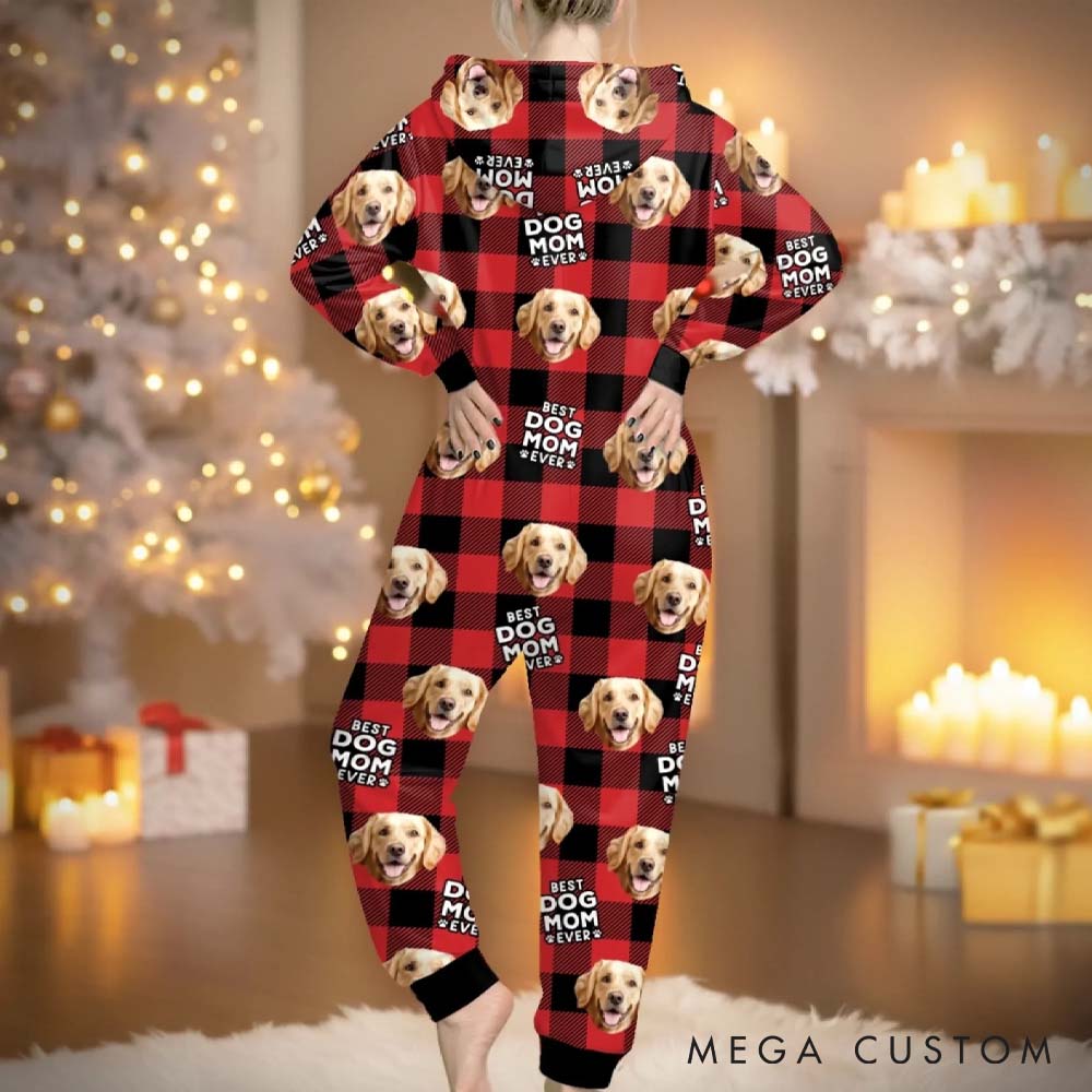 Personalized Pet Lover Photo Christmas Birthday with Paws Adult Onesie