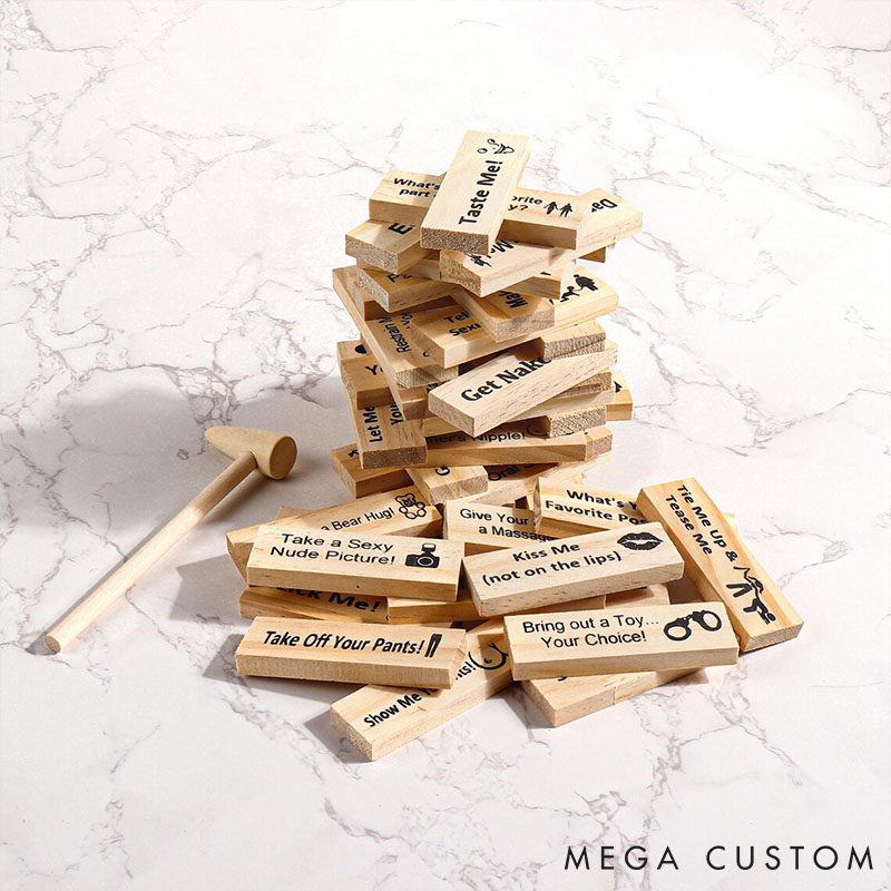 Personalized Couple Date Night Block 48 pcs Tower Game Couple Tumbling Tower Game Funny Adult Drunk Game Anniversary Valentine's Day Gift for Him Her