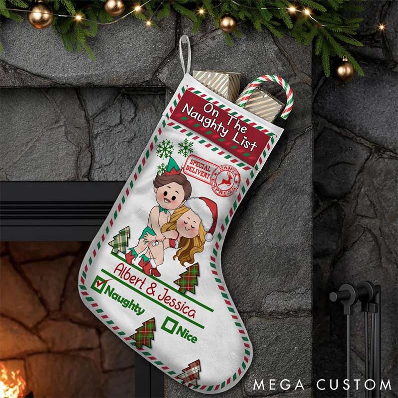 Personalized Couple Naughty or Nice Couple Christmas Stockings Sex Couple Love Position Christmas Stockings Gift for Couple for Husband Wife