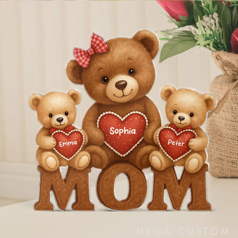 Personalized Mama Bear Custom Shape Acrylic Plaque Christmas Gift for Mom