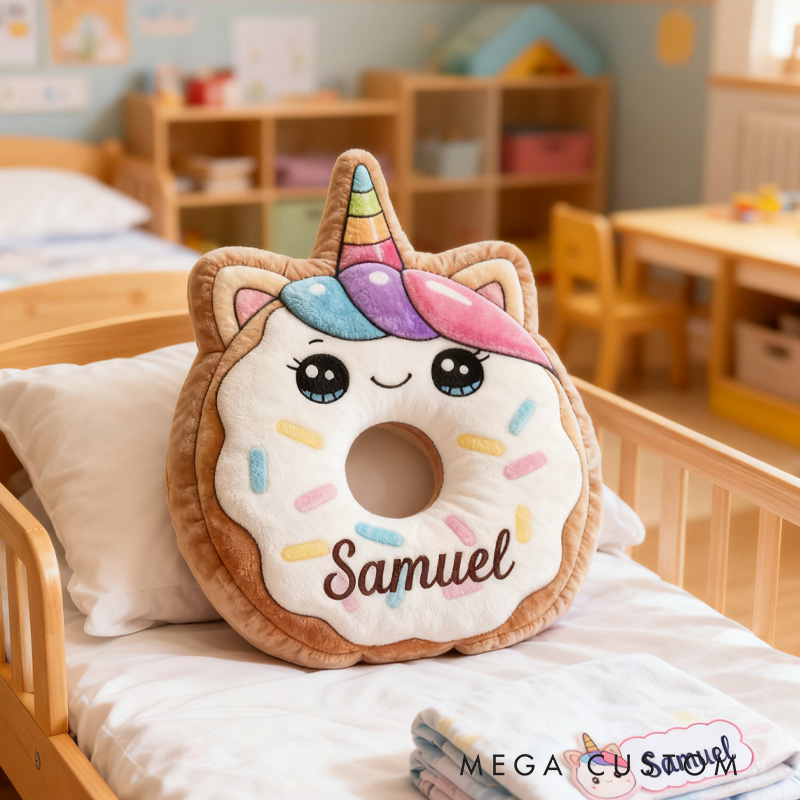 Personalized Cute Horse Donut Throw Pillow Graphic 3D Print Donut Pillow with Name for Kids Boys Girls Baker Gift 