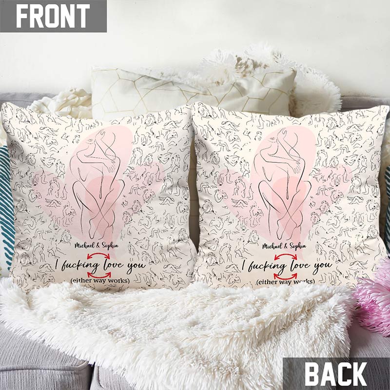 Personalized Couple I Fucking Love You Pillow Custom Names Love Position Newlyweds Couple Home Pillow Romantic Anniversaries Gift for Husband Wife