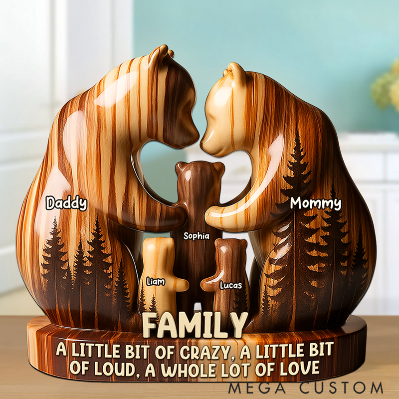 Personalized Custom Shape Acrylic Plaque for Lovely Bear Family Christmas Gift