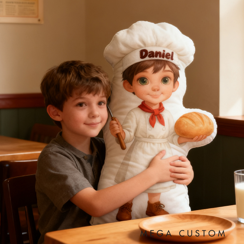 Personalized Chef Shaped Pillow Custom Name 3D Graphic Print Cushion Gift for Chef and Culinary Enthusiasts