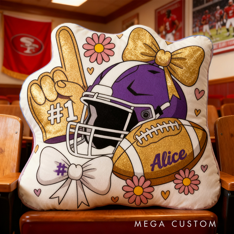 Personalized Football Pillow with Custom Name and Charming Design