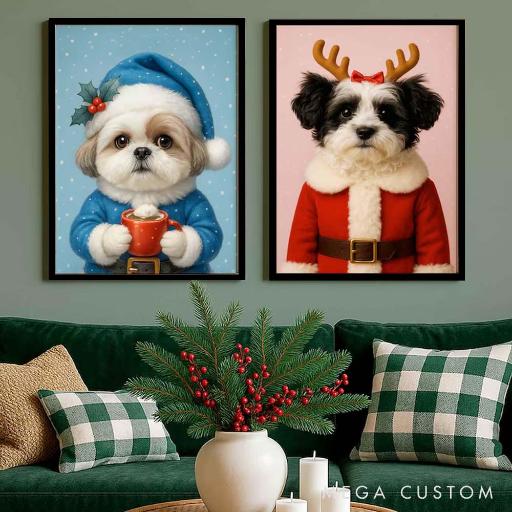 Personalized Pet Lover Custom Christmas Pet Portrait