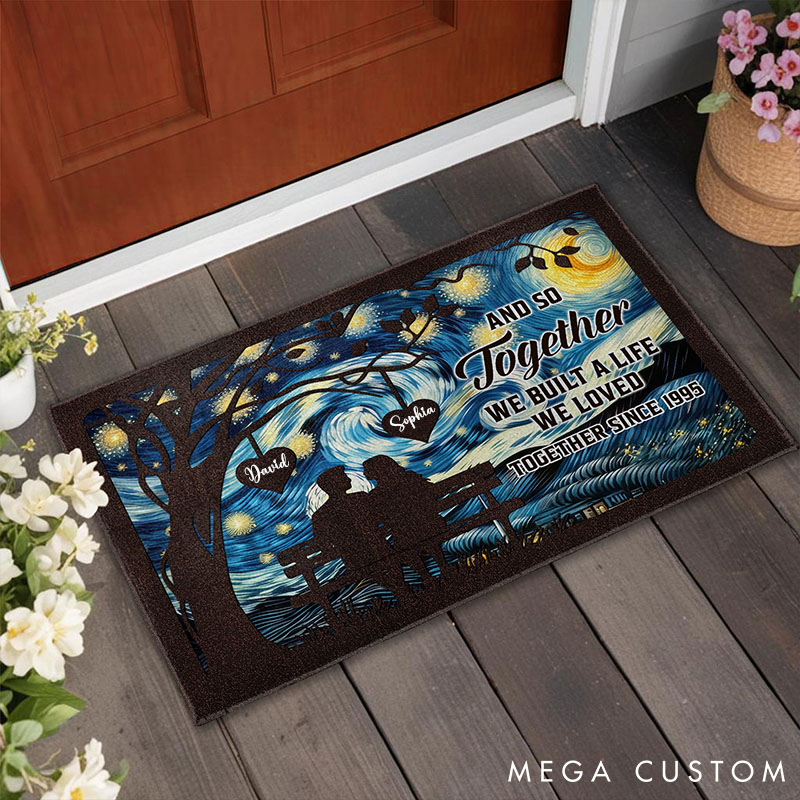 Personalized Starry Night Blanket Together We Built A Life We Loved Custom Couple Doormat Holiday Gift for Couples