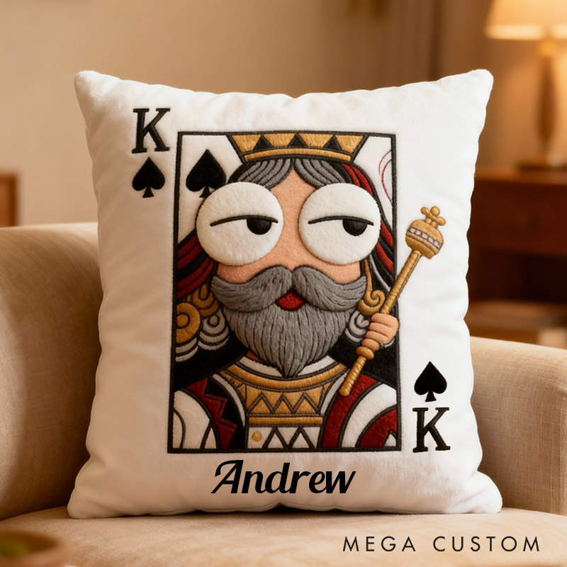Personalized Couple Poker King and Queen Graphic 3D Print Pillow Custom Newlyweds Cushion First Christmas Gift for Her Him Boyfriend Girlfriend